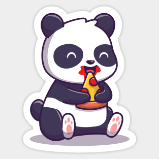 Cute Panda Eat Pizza Slice Sticker